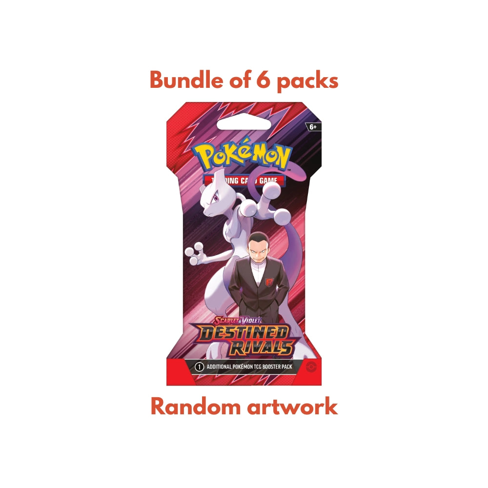 destined rivals 6 pack booster box (4 Packs) Pokmon TCG Scarlet & Violet Sleeved Packs Or reconsider your loyalties and fight alongside Team Rockets Pokmon like Mewtwo exunder the command of Giovanni Pokemon Destined Rivals Sleeved Booster