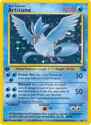 Articuno (2) 002/62 [Fossil]  - 1st Edition Holofoil