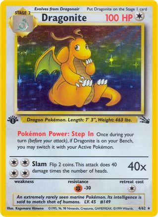 Dragonite (4) 004/62 [Fossil]  - 1st Edition Holofoil