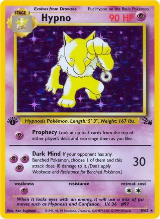 Hypno (8) 008/62 [Fossil]  - 1st Edition Holofoil