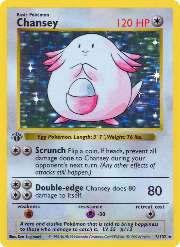 Chansey 003/102 [Base Set Shadowless]  - Unlimited Holofoil