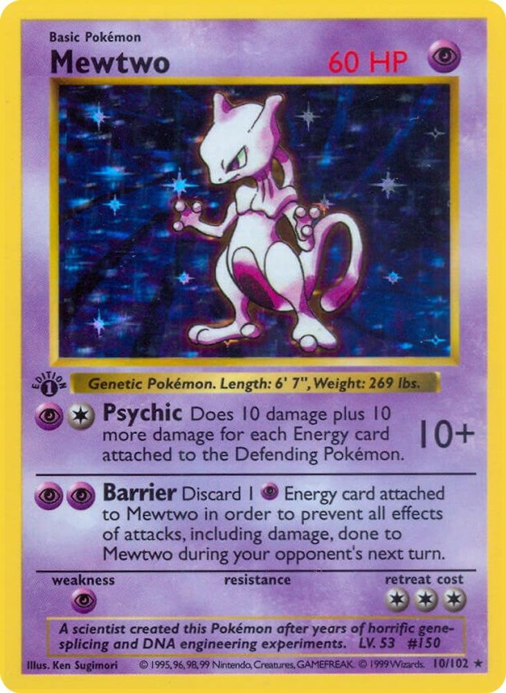 Mewtwo 010/102 [Base Set Shadowless]  - Unlimited Holofoil