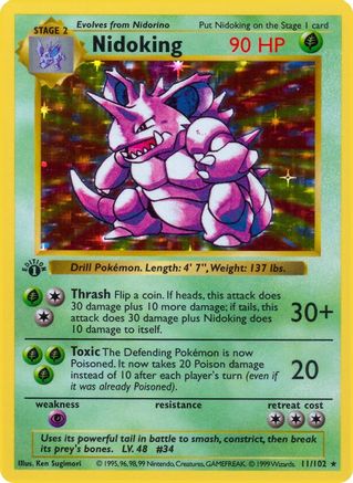 Nidoking 011/102 [Base Set Shadowless]  - 1st Edition Holofoil