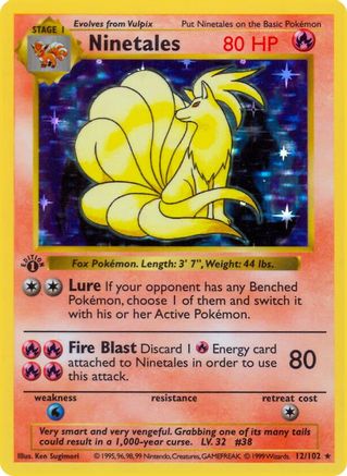 Ninetales 012/102 [Base Set Shadowless]  - 1st Edition Holofoil