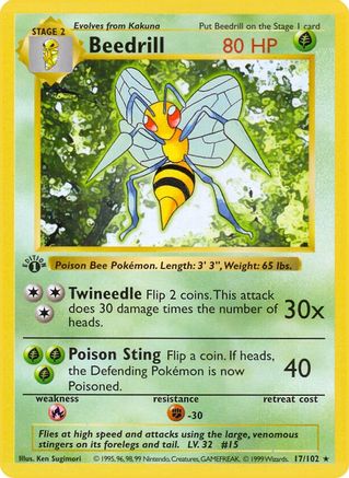 Beedrill 017/102 [Base Set Shadowless]  - 1st Edition