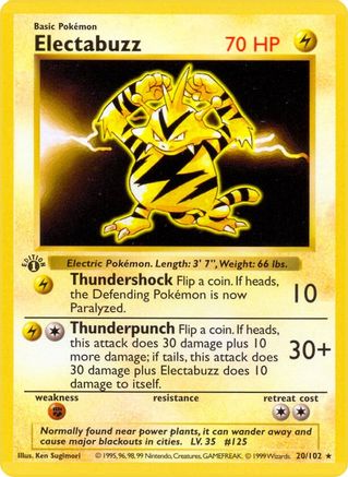 Electabuzz 020/102 [Base Set Shadowless]  - 1st Edition