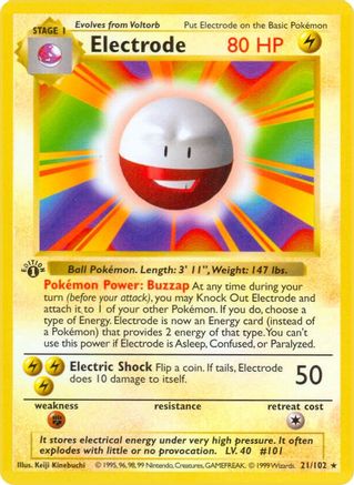 Electrode 021/102 [Base Set Shadowless]  - 1st Edition