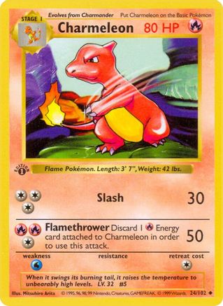 Charmeleon 024/102 [Base Set Shadowless]  - 1st Edition