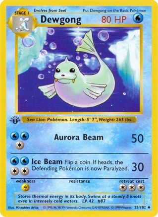 Dewgong 025/102 [Base Set Shadowless]  - 1st Edition