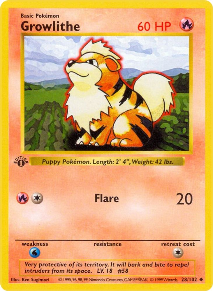 Growlithe 028/102 [Base Set Shadowless]  - Unlimited