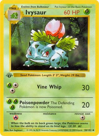 Ivysaur 030/102 [Base Set Shadowless]  - 1st Edition