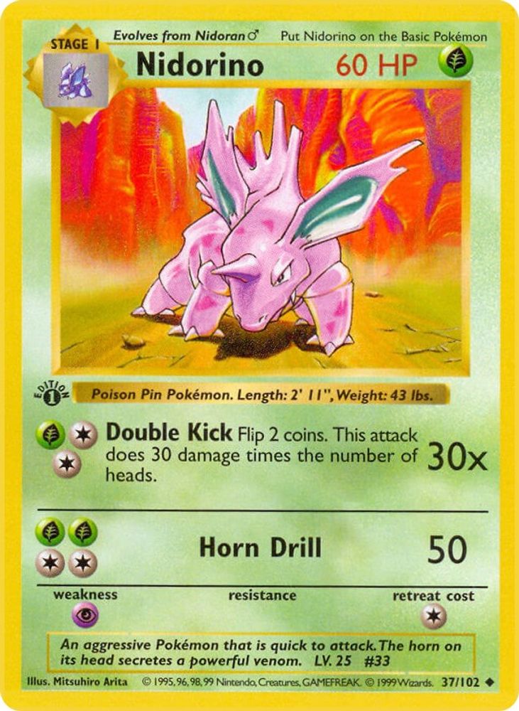 Nidorino 037/102 [Base Set Shadowless]  - Unlimited