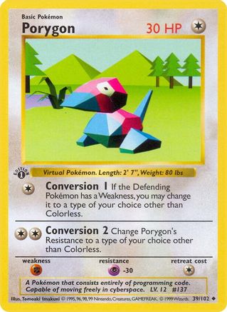 Porygon 039/102 [Base Set Shadowless]  - 1st Edition