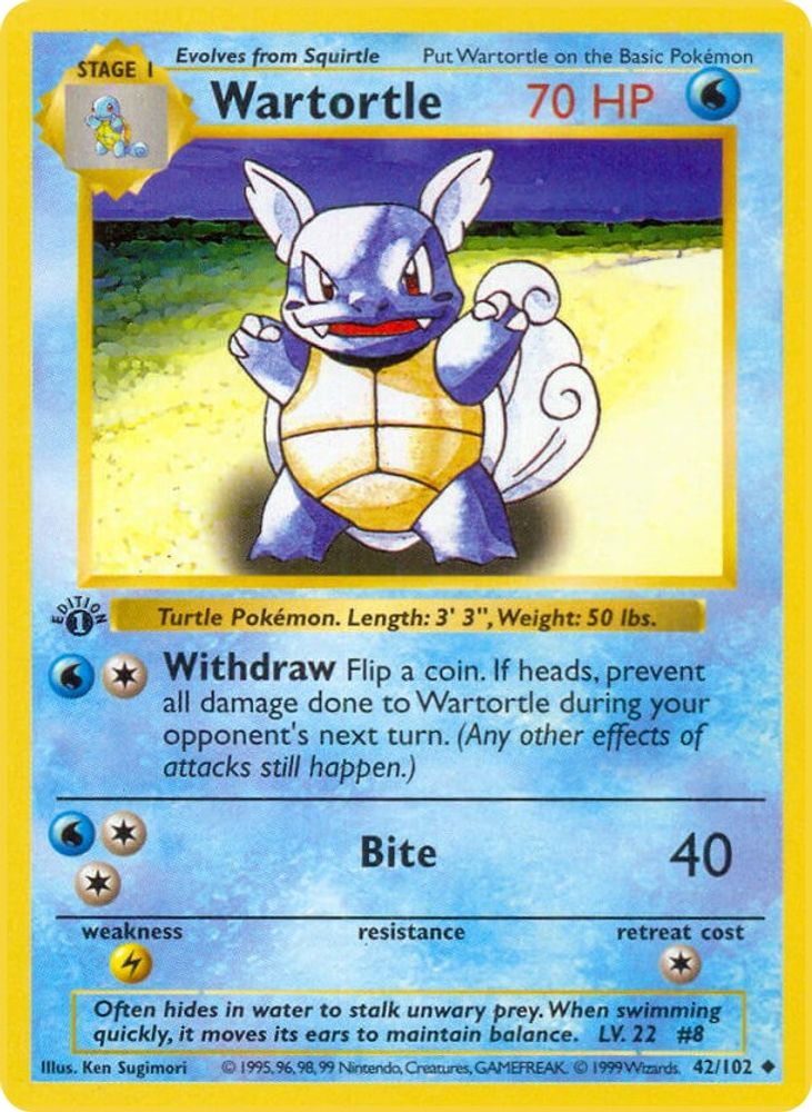 Wartortle 042/102 [Base Set Shadowless]  - Unlimited