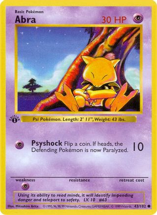 Abra 043/102 [Base Set Shadowless]  - 1st Edition