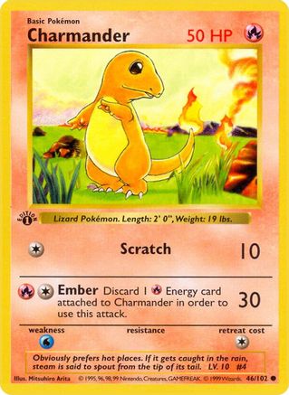 Charmander 046/102 [Base Set Shadowless]  - 1st Edition