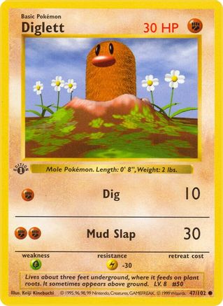 Diglett 047/102 [Base Set Shadowless]  - 1st Edition