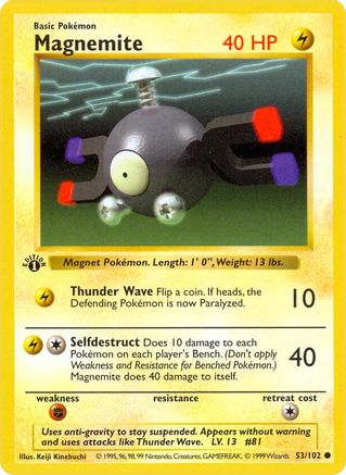 Magnemite 053/102 [Base Set Shadowless]  - 1st Edition