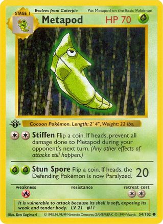 Metapod 054/102 [Base Set Shadowless]  - 1st Edition