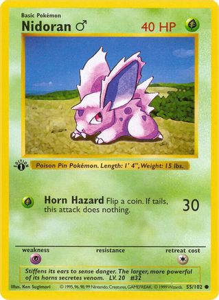 Nidoran M 055/102 [Base Set Shadowless]  - 1st Edition