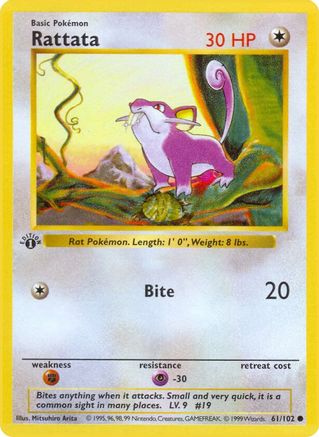 Rattata 061/102 [Base Set Shadowless]  - 1st Edition