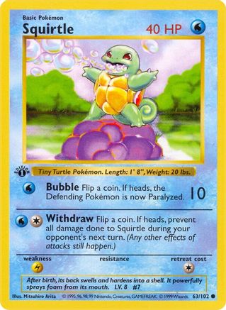 Squirtle 063/102 [Base Set Shadowless]  - 1st Edition