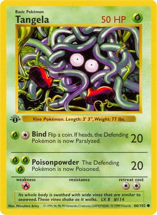 Tangela 066/102 [Base Set Shadowless]  - 1st Edition