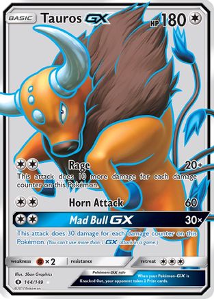 Tauros GX (Full Art) 144/149 [SM Base Set]  - Holofoil