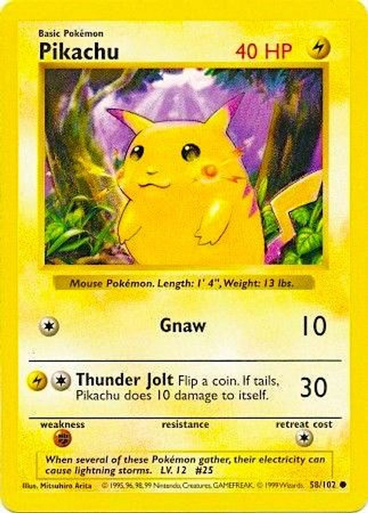 Pikachu (Red Cheeks) 058/102 [Base Set Shadowless]  - Unlimited