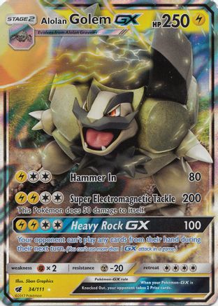 Alolan Golem GX 034/111 [SM  Crimson Invasion]  - Holofoil