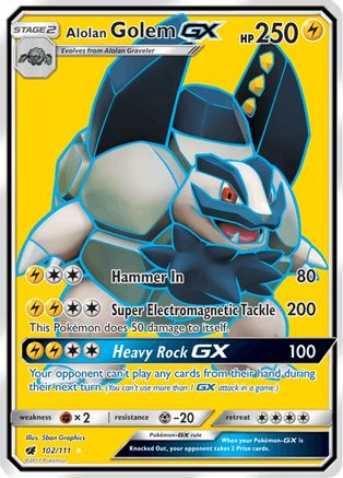 Alolan Golem GX (Full Art) 102/111 [SM  Crimson Invasion]  - Holofoil