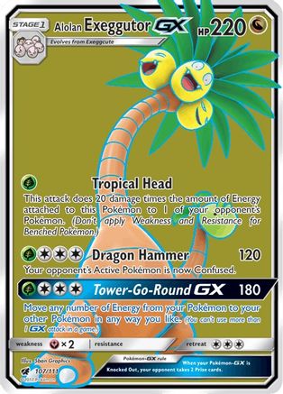 Alolan Exeggutor GX (Full Art) 107/111 [SM  Crimson Invasion]  - Holofoil