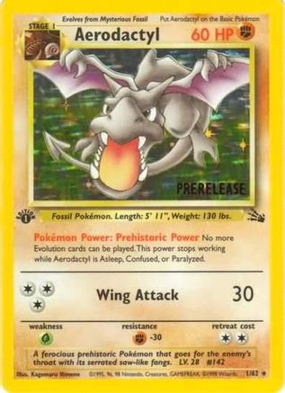 Aerodactyl (Prerelease) 001/62  - 1st Edition Holofoil