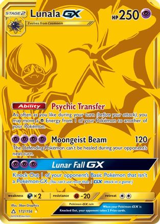 Lunala GX (Secret Rare) 172 [SM  Ultra Prism]  - Holofoil