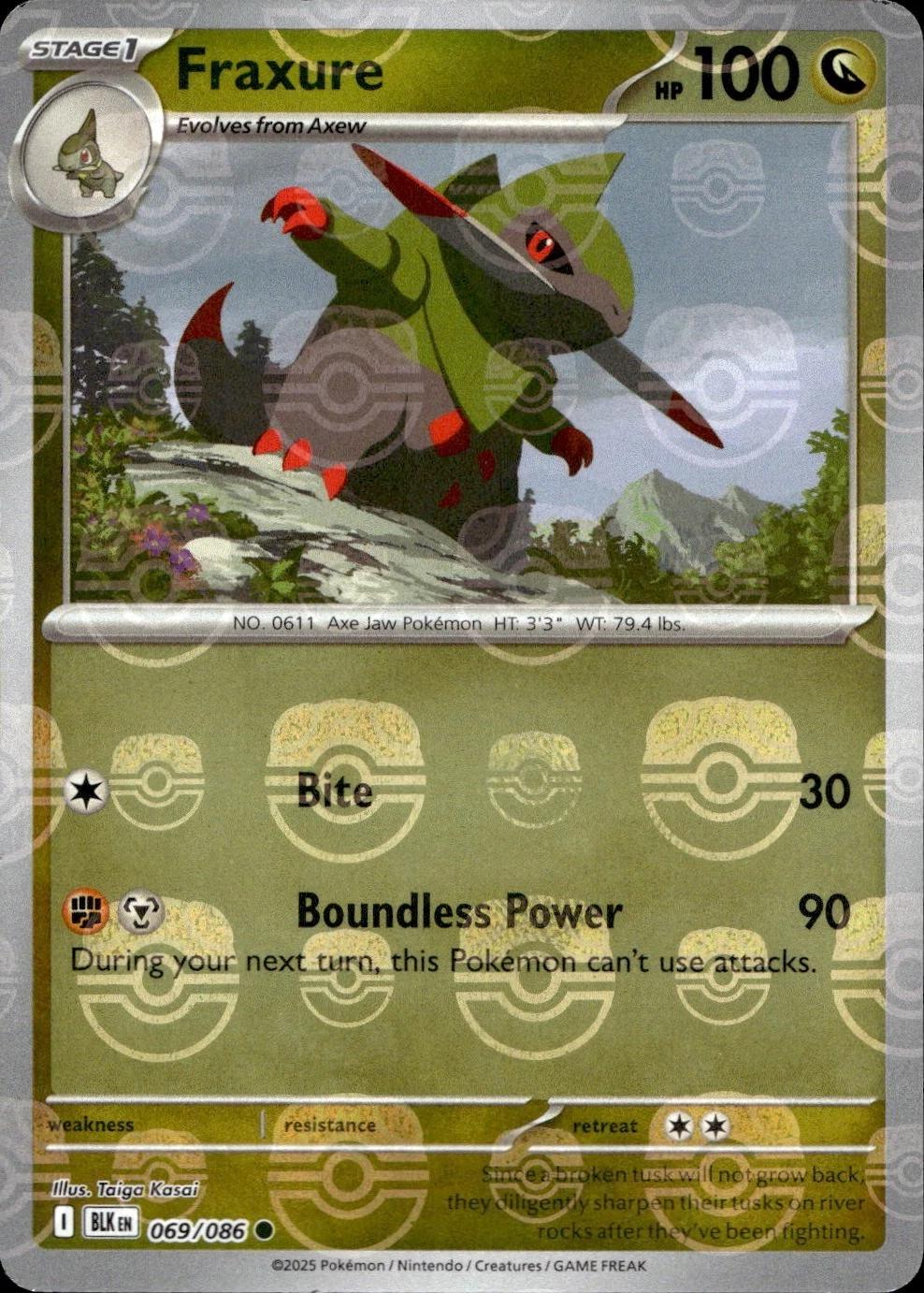 Fraxure - 071/086 (Master Ball Pattern) (071/086) [JP SV11B Black Bolt] Holofoil