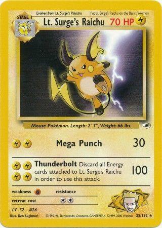 Lt. Surge's Raichu 028/132 [Gym Heroes]  - Unlimited