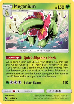 Meganium 008/214 [SM  Lost Thunder]  - Reverse Holofoil