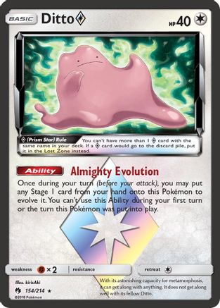 Ditto Prism Star 154/214 [SM  Lost Thunder]  - Holofoil