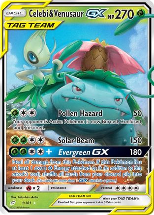 Celebi & Venusaur GX 001/181 [SM  Team Up]  - Holofoil