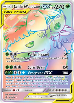 Celebi & Venusaur GX (Secret) 182 [SM  Team Up]  - Holofoil