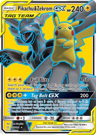 Pikachu & Zekrom GX (Full Art) 162/181  - Holofoil