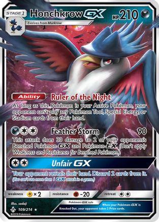 Honchkrow GX 109/214 [SM  Unbroken Bonds]  - Holofoil