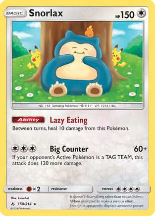 Snorlax 158/214 [SM  Unbroken Bonds]  - Holofoil