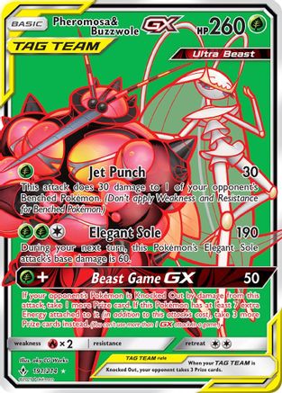 Pheromosa & Buzzwole GX (191) (Full Art) 191 [SM  Unbroken Bonds]  - Holofoil