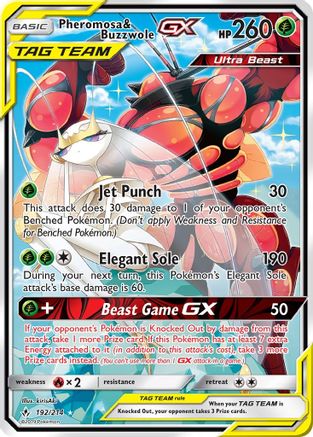 Pheromosa & Buzzwole GX (192) (Alternate Full Art) 192 [SM  Unbroken Bonds]  - Holofoil