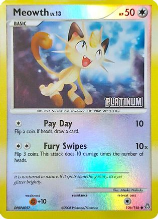 Meowth 106/146 [Burger King Promos]  - Reverse Holofoil
