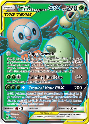 Rowlet & Alolan Exeggutor GX (Full Art) 214 [SM  Unified Minds]  - Holofoil