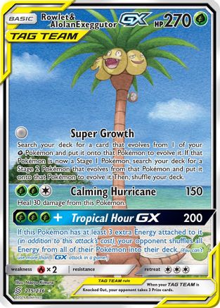 Rowlet & Alolan Exeggutor GX (Alternate Full Art) 215 [SM  Unified Minds]  - Holofoil