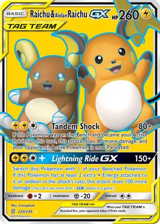 Raichu & Alolan Raichu GX (Full Art) 220 [SM  Unified Minds]  - Holofoil