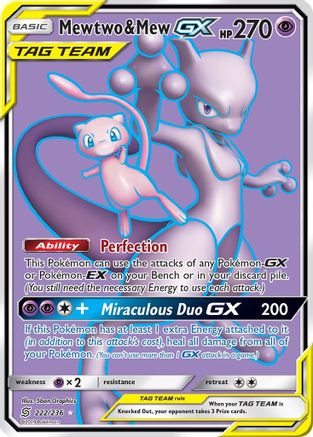 Mewtwo & Mew GX (Full Art) 222 [SM  Unified Minds]  - Holofoil